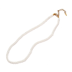 Белый Винтажное окрашенное круглое стеклянное жемчужное ожерелье из бисера для девочки, женщины, матери, белые, 15.7 дюйм (40 см)