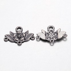 Gunmetal Tibetan Style Chandelier Component Links, Lead Free and Nickel Free and Cadmium Free, Flower, Gunmetal, 32x23x3mm, Hole: 2mm