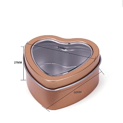 Camel Tinplate Tins Gift Boxes with Clear Window Lid, Heart Storage Box, Camel, 6x5.9x2.7cm