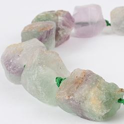 Fluorite Natural Gemstone Fluorite Rough Nuggets Bead Strands, 13~40x10~26x10~23mm, Hole: 2mm, about 14~19pcs/strand, 16.54 inch