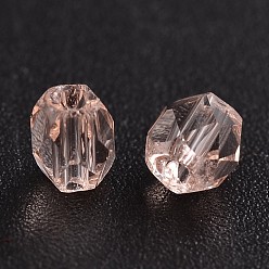 Rose Brumeux Facettes en verre transparent perles rondes, rose brumeuse, 3mm, trou: 0.5 mm, environ 600 PCs / sachet 