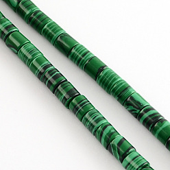 Green Synthetic Malachite Bead Strands, Column, Green, 6x6mm, Hole: 1mm, about 66pcs/strand, 15.7 inch