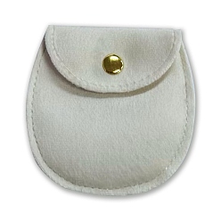 Blanc Fumé Sac de bijoux de velours, Pour bracelet, Collier, stockage de boucles d'oreilles, ovale, fumée blanche, 8.5x8 cm