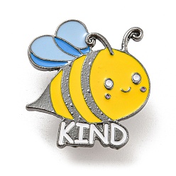 Bees Enamel Pins, Gunmetal Alloy Badge for Women, Bees, 31.5x29.5x2mm