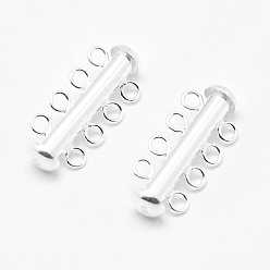 Silver Sterling Silver Slide Lock Clasps, Peyote Clasps, with 925 Stamp Silver, 25x11x6mm, Hole: 2mm