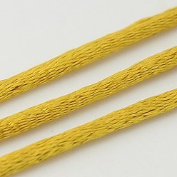 Goldenrod Nylon Cord, Satin Rattail Cord, for Beading Jewelry Making, Chinese Knotting, Goldenrod, 2mm, about 50yards/roll(150 feet/roll)