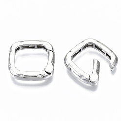 Платинированный Латунные кольца из микро-паве циркония, без никеля , квадратный, прозрачные, Реальная платина, 18.5x18.5x3.5 мм, Внутренний диаметр: 13x13 мм