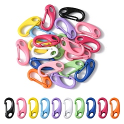 Mixed Color 20Pcs Spray Painted Alloy Push Gate Snap Keychain Clasp Findings, Mixed Color, 25x12x7mm, Hole: 5.5x3.5mm, inner diameter: 13x5.5mm