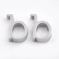Letter B 304 Stainless Steel Pendants, Stainless Steel Color, Letter, Letter.B, 12x9x3mm, Hole: 1.8mm
