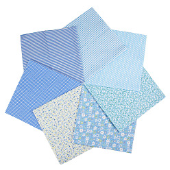 Light Blue Printed Cotton Fabric, for Patchwork, Sewing Tissue to Patchwork, Quilting, Square, Light Blue, 25x25cm, 7pcs/set