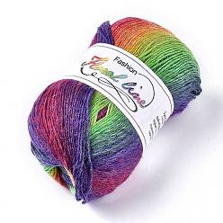 Coloré Fil à tricoter en laine, segment teint, fil au crochet, colorées, 1 mm, environ 400 m/rouleau