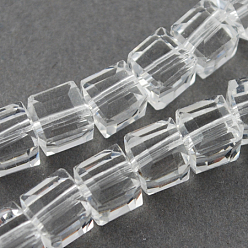 Clear Glass Bead Strands, Faceted, Cube, Clear, 3~4x3~4x3~4mm, Hole: 0.5mm, about 100pcs/strand, 13.5 inch