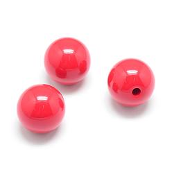 Red Opaque Acrylic Beads, Half Drilled Beads, Round, Red, 21~22mm, Half Hole: 3mm
