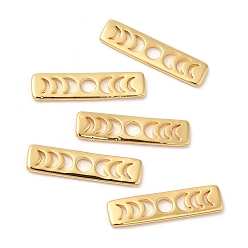 Real 18K Gold Plated Brass Moon Phase Bar Pendants, Long-Lasting Plated, Rectangle, Real 18K Gold Plated, 20x5x1mm