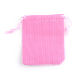 Pink Pochettes en velours rectangle, sacs-cadeaux, rose, 15x10 cm