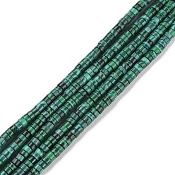 Malachite Synthetic Malachite Beads Strands, Heishi Beads, Flat Round/Disc, Heishi Beads, 4.5x2mm, Hole: 1mm, about 170pcs/strand, 15.35''(39cm)