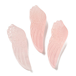 Cuarzo Rosa Natural aumentó colgante cuarzo, encantos de alas talladas, 56~59x19~22x7~10.5 mm, agujero: 1.3 mm