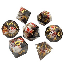Coconut Brown Transparent Acrylic Polyhedral Dice Set, for Playing Tabletop Games, Square, Rhombus, Triangle & Polygon, Coconut Brown, 135x80x30mm, 7Pcs/set