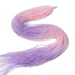 Medium Purple Transparent Gradient Color Glass Beads Strands, Faceted Round, Medium Purple & Pink, 2mm, Hole: 0.8mm, about 184~187pcs/strand, 14.65''(37.2cm)
