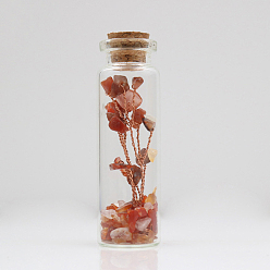 Red Agate Стеклянные бутылки желая украшения, с деревом из красного агата внутри и пробковой пробкой, 22x74 мм