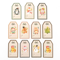 Mixed Color Paper Gift Tags, Hang Tags, with Jute Twine, for Christmas Decorations, Christmas Themed Pattern, 8.1x4.6x0.05cm, Hole: 4mm, 50pcs/bag