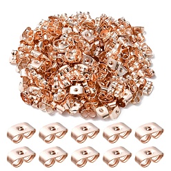 Rose Gold 200Pcs Iron Ear Nuts, Friction Earring Backs for Stud Earrings, Rose Gold, 6x4x3mm, Hole: 0.5mm