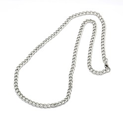 Stainless Steel Color 304 Stainless Steel Curb Chain/Twisted Chain Necklace Making, with Lobster Claw Clasps, Stainless Steel Color, 22 inch~24 inch(55.9~61cm), 5.5mm
