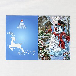 Снеговик Diy рождественская открытка набор для алмазной живописи, включая конверт, сумка со стразами из смолы, алмазная липкая ручка, поднос тарелка и клей глина, снеговик, 180x130 мм