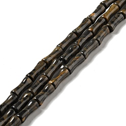Otro Jaspe Café granos naturales del jaspe hebras, forma de columna de bambú, 12x4~5 mm, agujero: 1 mm, sobre 34 unidades / cadena, 15.71~ 15.79 pulgada (39.9~40.1 cm)