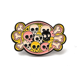 Skull Gothic Enamel Pin, Electrophoresis Black Alloy Brooch for Clothes Backpack, Skull Pattern, 19x30x1.5mm