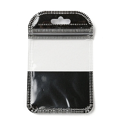 Negro Bolsas con cierre zip de embalaje de plástico, bolsas superiores autoselladas, con ventana, Rectángulo, negro, 11x7x0.24 cm