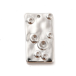 Stainless Steel Color 304 Stainless Steel Pendant Rhinestone Settings, Rectangle, Stainless Steel Color, Fit For 1.2~2mm Rhinestone, 19.5x11x2.5mm, Hole: 1mm
