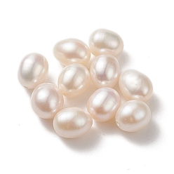 Blanc Floral Culture des perles perles d'eau douce naturelles, la moitié foré, larme, floral blanc, 8~9x11~13mm, Trou: 0.8mm