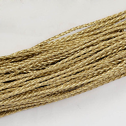 Verge D'or Tressés cordons en cuir imitation, accessoires de bracelet ronds, verge d'or, 3x3mm, environ 103.89 yards (95m)/paquet