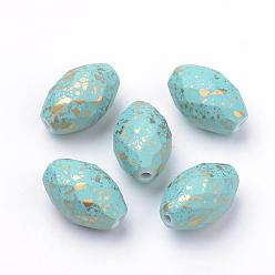 Light Sky Blue Spray Painted Acrylic Beads, Faceted, Oval, Light Sky Blue, 17x11mm, Hole: 1.5mm, about 430pcs/500g