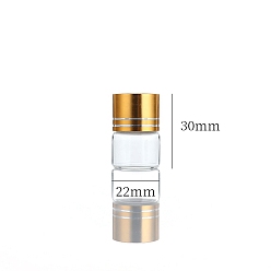 Oro Botellas de vidrio transparente contenedores de cuentas, tubos de almacenamiento de cuentas con tapa de rosca y tapa de aluminio, columna, dorado, 2.2x3 cm, capacidad: 5 ml (0.17 fl. oz)