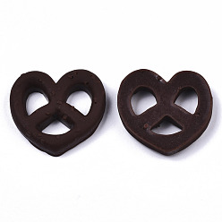 Coconut Brown Resin Decoden Cabochons, Imitation Food Biscuits, Heart, Coconut Brown, 23~24x25~26x5mm