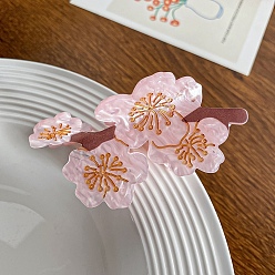 Pearl Pink Flower Cellulose Acetate Large Claw Hair Clips, for Women Girl Thick Hair, Pearl Pink, 40x83mm