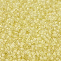 (RR1921) Semi-Frosted Yellow Lined Crystal Perles rocailles miyuki rondes, perles de rocaille japonais, 11/0, (rr 1921) cristal doublé jaune semi-givré, 2x1.3mm, trou: 0.8 mm, sur 1100 pcs / bouteille, 10 g / bouteille
