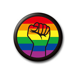 Body Rainbow Color Pride Flat Round Tinplate Lapel Pin, Badge for Backpack Clothes, Body, 44mm