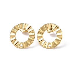 Real 18K Gold Plated Ion Plating(IP) 304 Stainless Steel Stud Earring Finding, Ring, Real 18K Gold Plated, 18mm, Hole: 1.6mm, Pin: 0.8mm