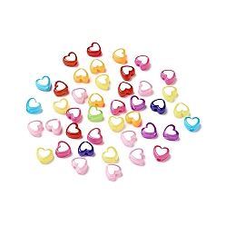 Couleur Mélangete Perles acryliques opaques, cœur, couleur mixte, 7x8x4mm, Trou: 1.8mm