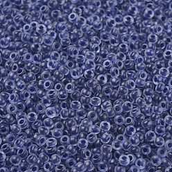 (RR1928) Semi-Frosted Blue Lined Crystal Perles rocailles miyuki rondes, perles de rocaille japonais, 11/0, (rr 1928) cristal doublé bleu semi-givré, 2x1.3mm, trou: 0.8 mm, sur 1100 pcs / bouteille, 10 g / bouteille