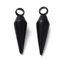 Black 304 Stainless Steel Pendants, Cone Charm, Black, 18x5mm, Hole: 2.2mm