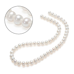 Bisque Natural Cultured Freshwater PearlBeads Strands, Round, Bisque, 8~9mm, Hole: 0.8mm, about 52pcs/strand, 15.35 inch