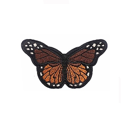 Tierra de siena Apliques de mariposa, computarizado bordado paño hierro en remiendos, accesorios de vestuario, tierra de siena, 45x80 mm