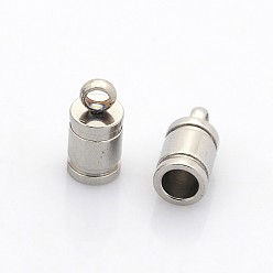 Stainless Steel Color 201 Stainless Steel Cord Ends, End Caps, Stainless Steel Color, 10x5mm, Hole: 2mm, Inner diameter: 4mm