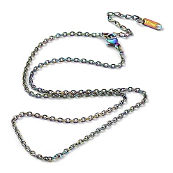Rainbow Color Ion Plating(IP) 304 Stainless Steel Cable Chain Necklace, Rainbow Color, 15.98 inch(40.6cm)