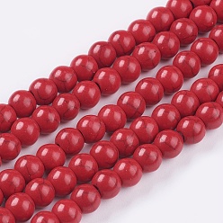 Crimson Synthetic Turquoise Beads Strands, Dyed, Round, Crimson, 6mm, Hole: 1.2mm, about 67pcs/strand, 15.75 inch
