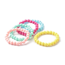 Mixed Color Opaque Acrylic Beads Stretch Bracelet for Kid, Round, Mixed Color, Inner Diameter: 1-7/8 inch(4.7cm)